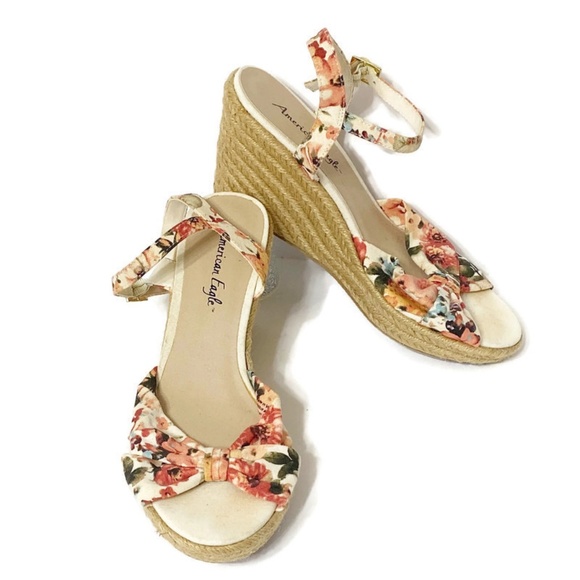American Eagle Outfitters Shoes - American Eagle Floral Ankle Strap Espadrille Wedge